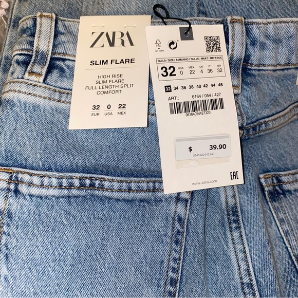 Zara NWT Slim Flare High Rise Jeans Size 0 - Picture 5 of 8
